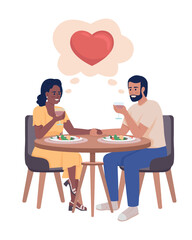 Couple in hotel restaurant semi flat color vector characters. Editable figure. Full body people on white. Romantic date simple cartoon style illustration for web graphic design and animation