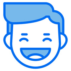cheerful blue line icon