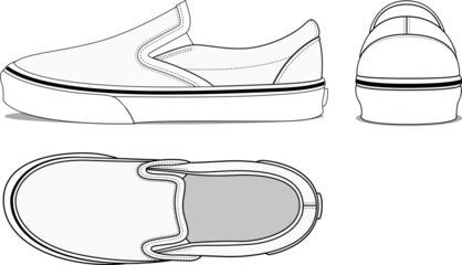 Gordijnen Classic Skate Slip-On Vector Design Technical Sketch Template  © Sybil Stock Program
