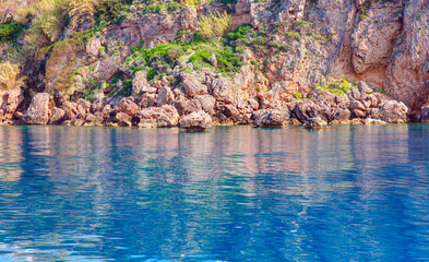 Cliffs (Falez) in the sea wiev from sea - Antalya, Turkey