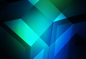 Dark Blue, Green vector pattern with colorful hexagons.