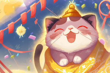 Lunar new year, cute cat, year of the cat background