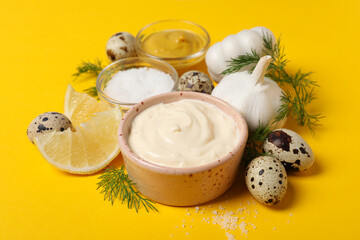 Concept of cooking egg sauce, mayonnaise sauce