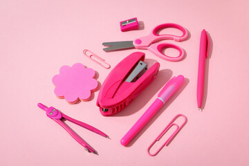 Concept of different stationery accessories, office accessories
