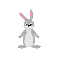Vector image of a gray easter bunny, rabbit on a white background. Graphic design.