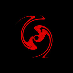 Obraz premium abstract red pattern and shaped design on square black background