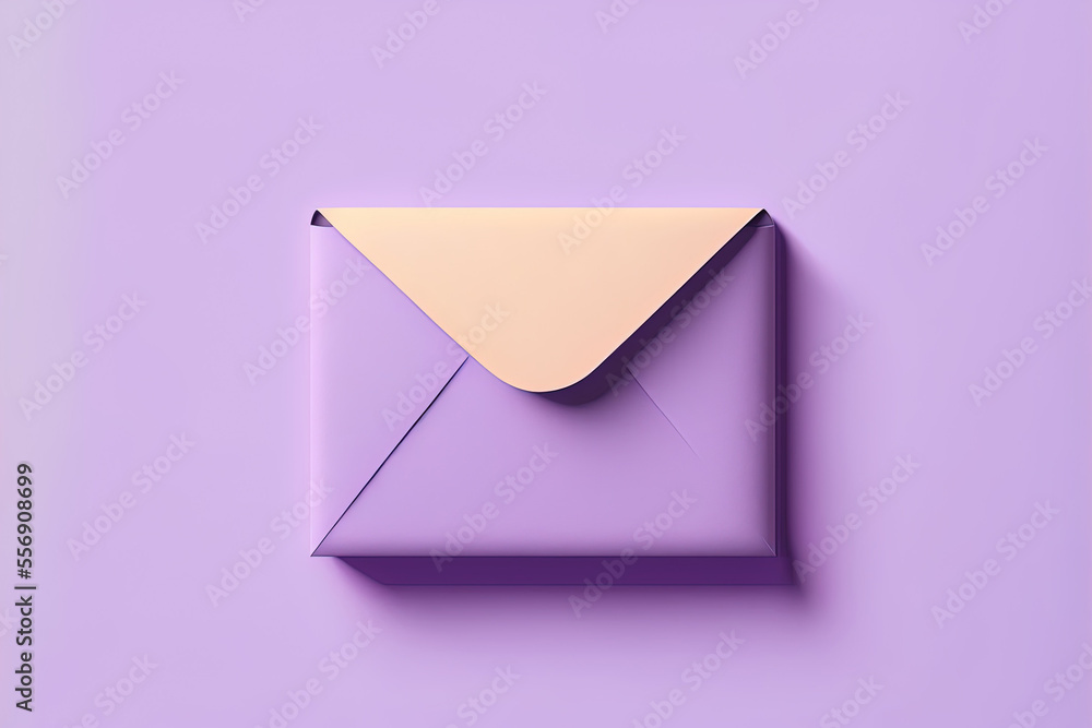 Aufkleber on a purple background, the mail envelope symbol displays a new message notice. a simple email lette