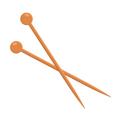 Wooden sticks for drinks or picking teeth isolated on white background. Toothpicks for cocktails or food vector illustration. Food, dental or oral hygiene, party concept