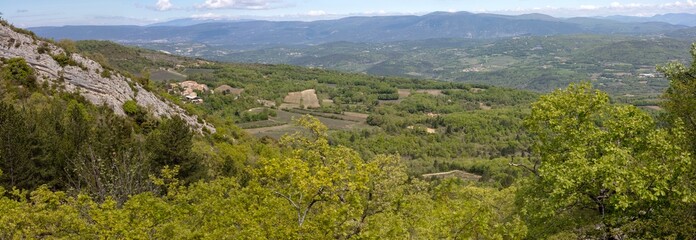 Panoramic views on the ascent to Mourre Negre - Orientation postsigns - Luberon - Vaucluse - Provence Alpes Cote d'Azur - France