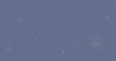 Slowly moving particles on a blue background. Falling snow. Particles from bokeh. 3D render.