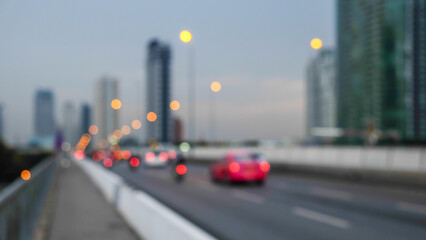defocus of traffic and road lights in bangkok