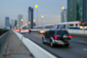 defocus of traffic and road lights in bangkok