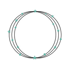 Circle monogram frame with dots and stars