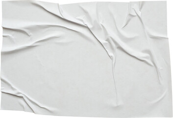Blank white crumpled and creased paper sticker poster texture isolated on white background