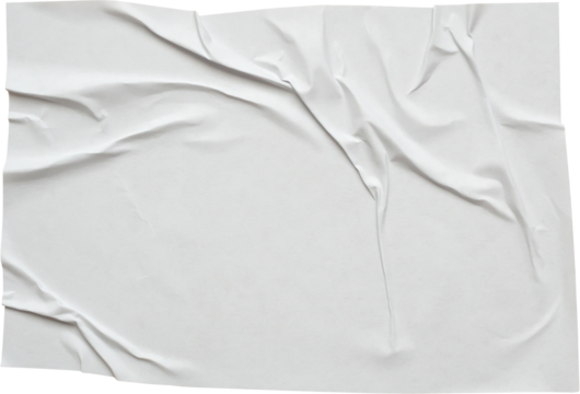 Blank white crumpled and creased paper sticker poster texture isolated on white background