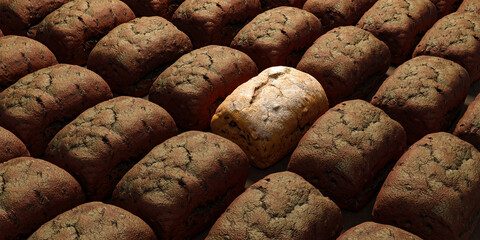 White loaf of bread. Unique ideas, 3d render