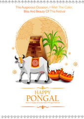 South Indian Festival Pongal Background Template Design Vector Illustration Happy Pongal Holiday Harvest Festival of Tamil Nadu 