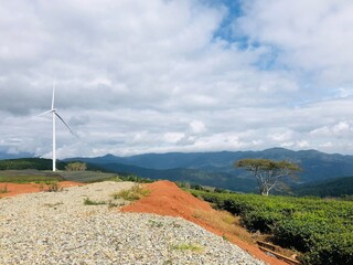 wind turbines in the mountains