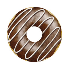 Watercolor illustration - donut, sweetness, baking, icing, chocolate