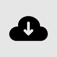 Cloud download icon in solid style about user interface, use for website mobile app presentation