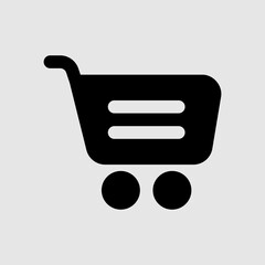 Shopping cart icon in solid style about user interface, use for website mobile app presentation