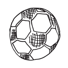 Fototapeta premium Hand drawn soccer ball doodles vector illustration. For kids coloring book.