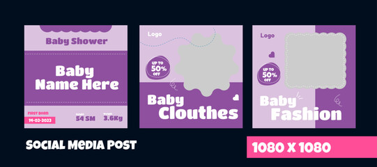 Naklejka premium baby shop social media post template