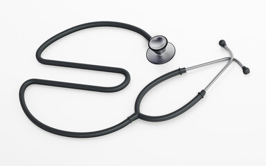 Stethoscope with Euro symbol shaped cord. Medical costs and expenditures concept. 3D illustration