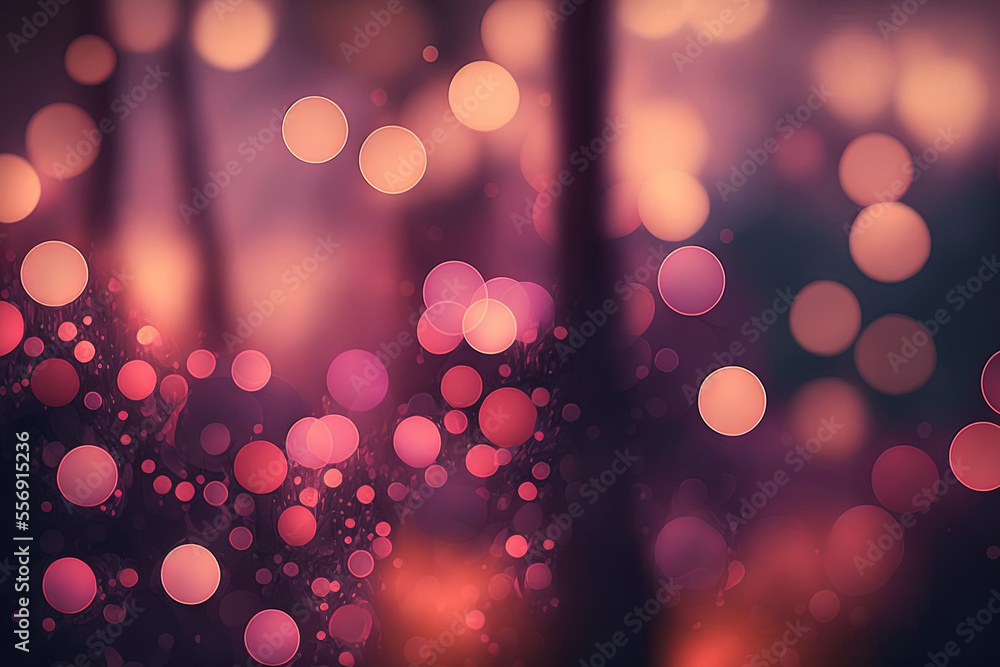 Poster defocused lights with an abstract pink backdrop with bokeh. illustration is lovely. generative ai