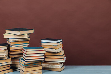 stacks of books for teaching and reading education in the university library
