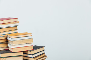 stacks of books for teaching and reading education in the university library
