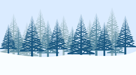 Christmas. Abstract vector illustration. Winter landscape, snowy forest