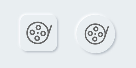 Film roll line icon in neomorphic design style. Cinema signs vector illustration.