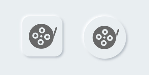Film roll solid icon in neomorphic design style. Cinema signs vector illustration.