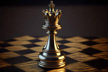 King chess piece standing on a chess board, Generative AI