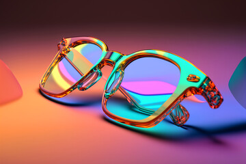 plain eyeglasses made of abstract bright shapes. Generative AI