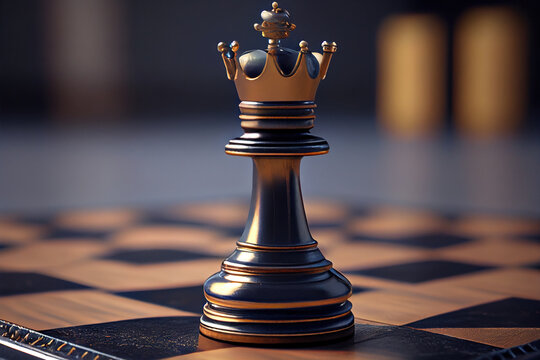 King chess piece standing on a chess board, Generative AI Stock  Illustration