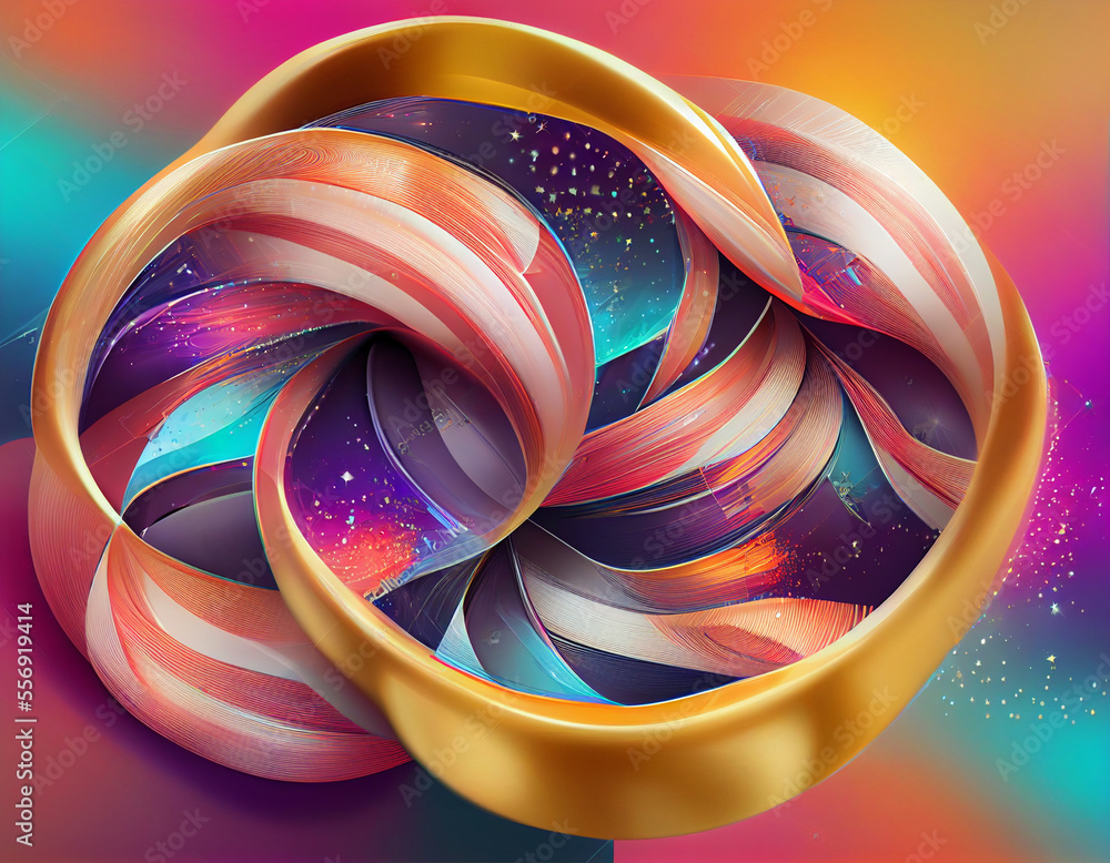 Poster wonderful abstract colourful swirl golden ratio background. starburst dynamic wave.