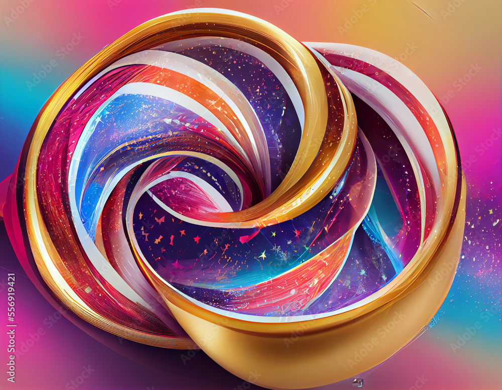 Poster wonderful abstract colourful swirl golden ratio background. starburst dynamic wave.