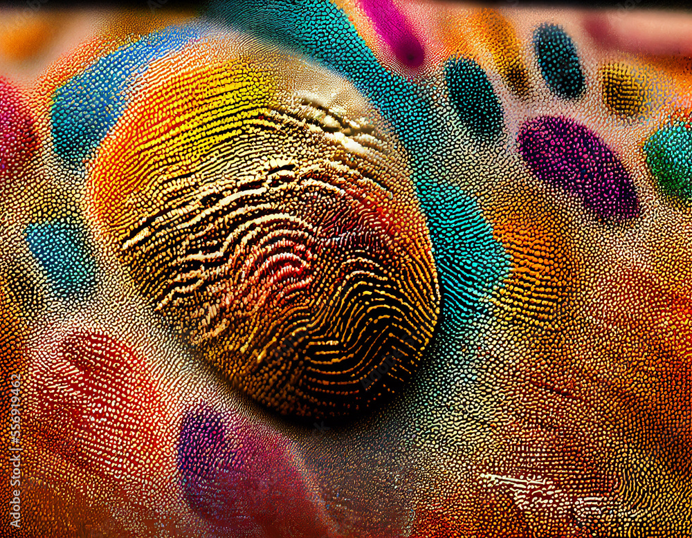 Poster close up beautiful abstract multi colored fingerprint on background texture for design.