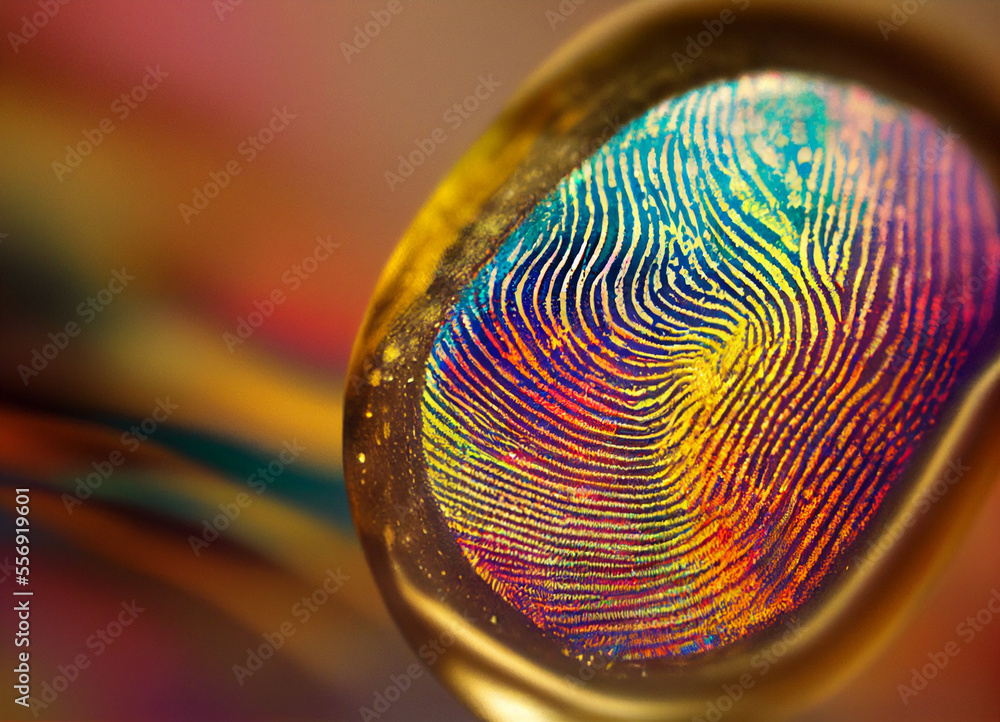 Fototapete close up beautiful abstract multi colored fingerprint on background texture for design.
