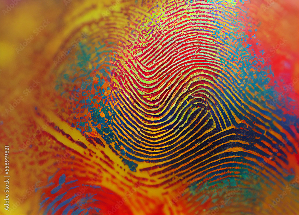 Fototapete close up beautiful abstract multi colored fingerprint on background texture for design.