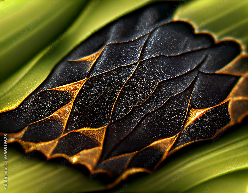 Poster close up beautiful abstract leaf in light. minimalism modern style concept. dark background pattern 