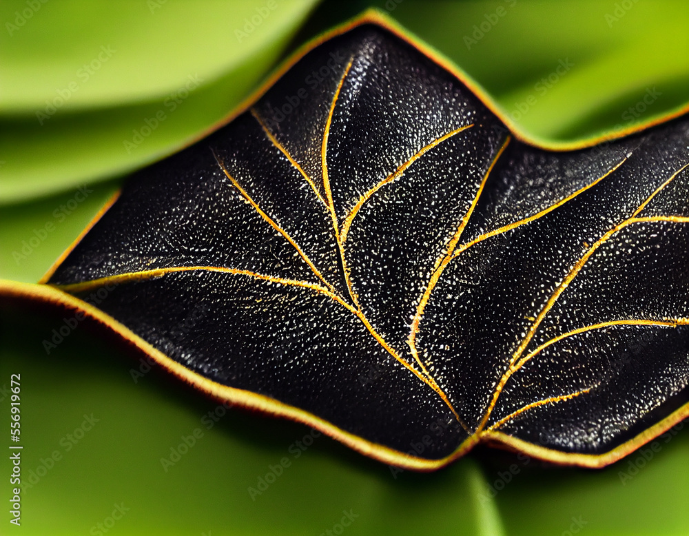 Aufkleber close up beautiful abstract leaf in light. minimalism modern style concept. dark background pattern 