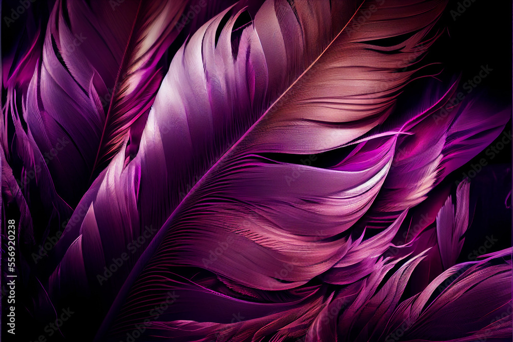 Poster bird feather purple colored light. beautiful background pattern texture for design.