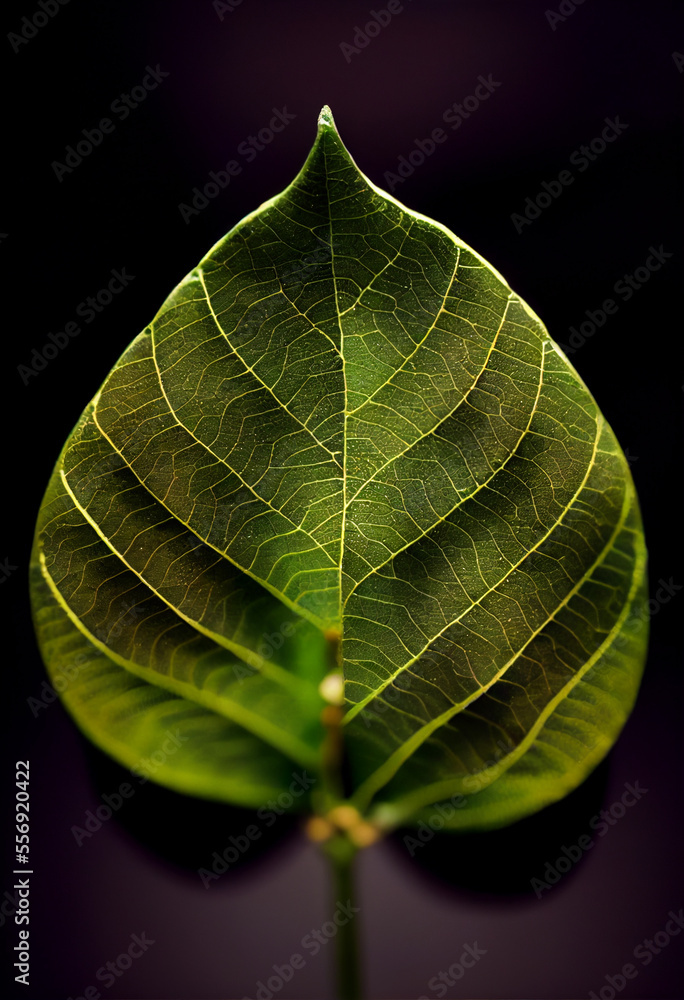 Aufkleber Close up Beautiful abstract leaf in colorful light. Minimalism modern style concept. Dark Background pattern for design.	
