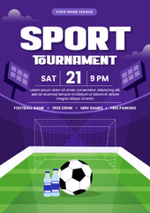 Football tournament, sport event flyer or poster design template easy to customize simple and elegant design
