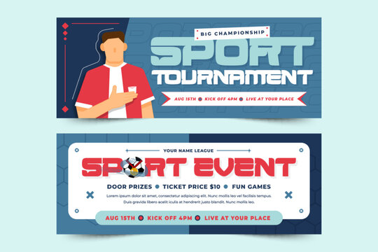 Football tournament, sport event banner design template easy to customize