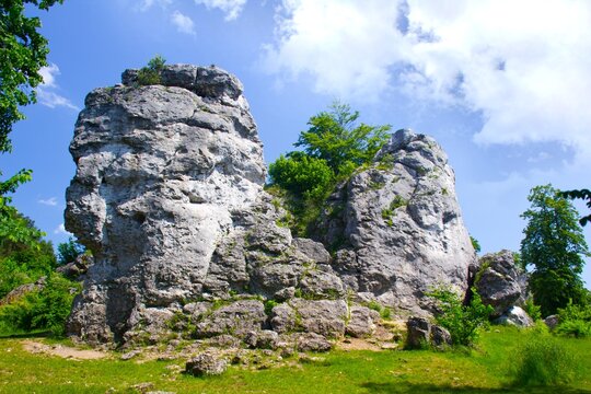 Climbing rocks at Gora Zborow, Podlesice, Poland