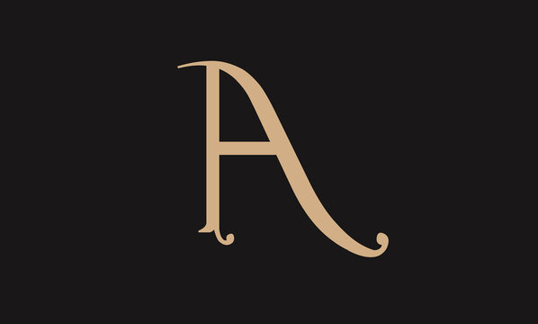 Alphabet A illustration monogram vector logo design in silver color and black background.